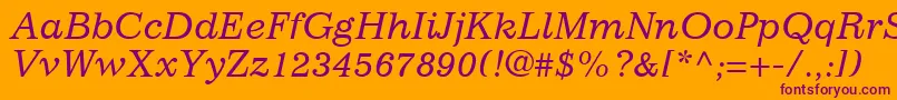 フォントClassicSsiItalic – オレンジの背景に紫のフォント