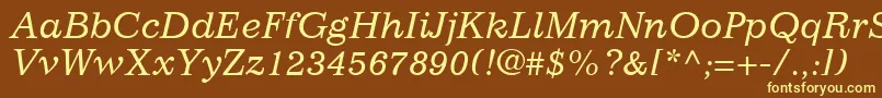 ClassicSsiItalic-fontti – keltaiset fontit ruskealla taustalla