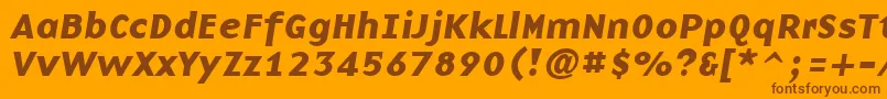 BasenineBoldItalic-Schriftart – Braune Schriften auf orangefarbenem Hintergrund