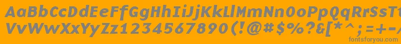 BasenineBoldItalic-fontti – harmaat kirjasimet oranssilla taustalla