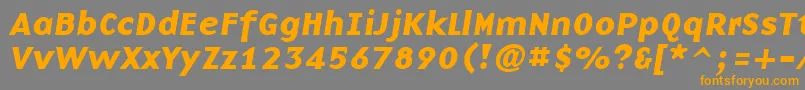 BasenineBoldItalic-Schriftart – Orangefarbene Schriften auf grauem Hintergrund