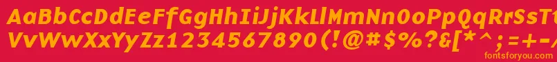 フォントBasenineBoldItalic – 赤い背景にオレンジの文字