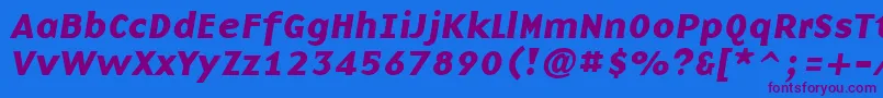 BasenineBoldItalic-Schriftart – Violette Schriften auf blauem Hintergrund