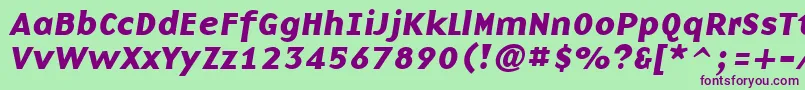 BasenineBoldItalic-Schriftart – Violette Schriften auf grünem Hintergrund