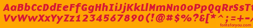 BasenineBoldItalic Font – Red Fonts on Orange Background