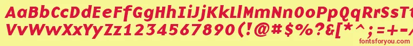 BasenineBoldItalic Font – Red Fonts on Yellow Background