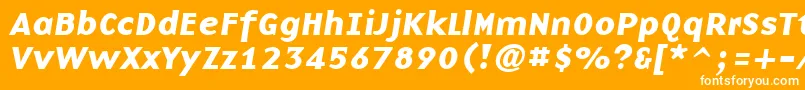 BasenineBoldItalic-Schriftart – Weiße Schriften auf orangefarbenem Hintergrund