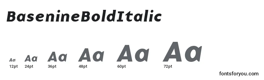 Größen der Schriftart BasenineBoldItalic