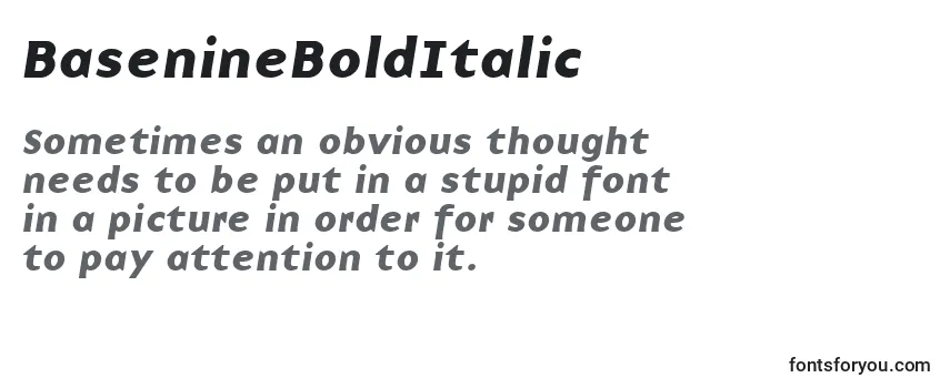 Überblick über die Schriftart BasenineBoldItalic