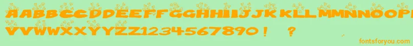 Popcorn Font – Orange Fonts on Green Background