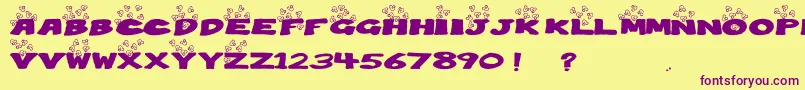 Popcorn Font – Purple Fonts on Yellow Background