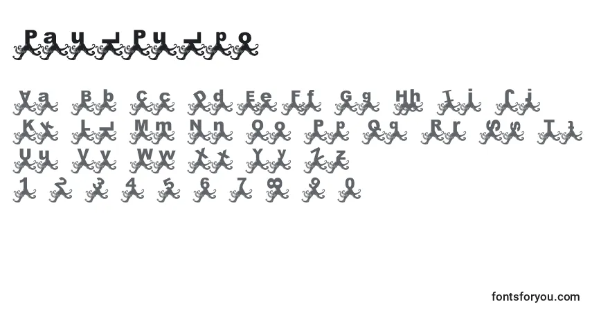 Czcionka PaulPulpo – alfabet, cyfry, specjalne znaki