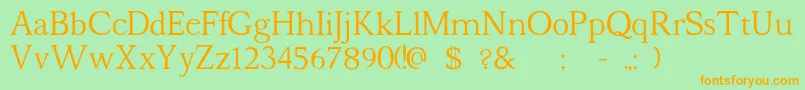 フォントHalion – オレンジの文字が緑の背景にあります。