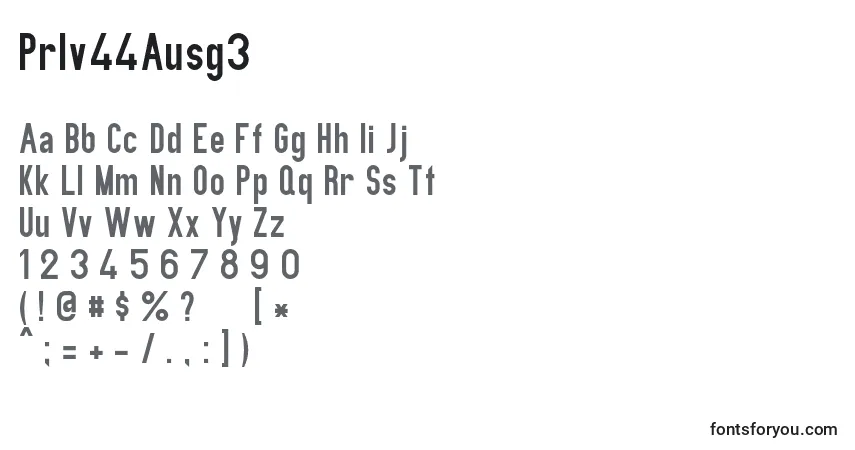 Czcionka PrIv44Ausg3 (90735) – alfabet, cyfry, specjalne znaki