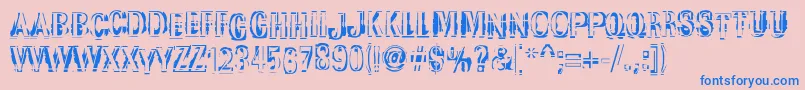 Garbedgeromanc-Schriftart – Blaue Schriften auf rosa Hintergrund