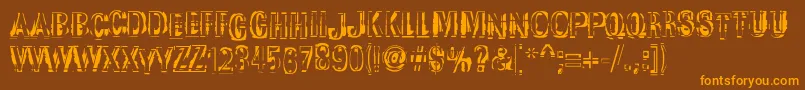 Garbedgeromanc-Schriftart – Orangefarbene Schriften auf braunem Hintergrund