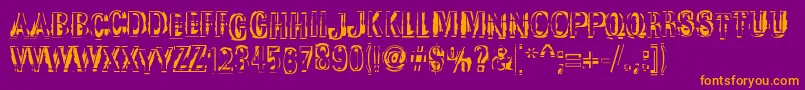 Więcej informacji o czcionce Garbedgeromanc Czcionka Garbedgeromanc – pomarańczowe czcionki na fioletowym tle