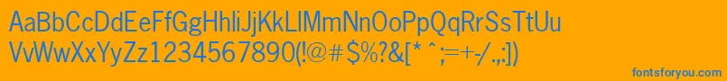 Newsgothic ffy-Schriftart – Blaue Schriften auf orangefarbenem Hintergrund