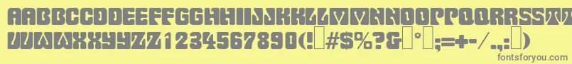 フォントP732DecoRegular – 黄色の背景に灰色の文字