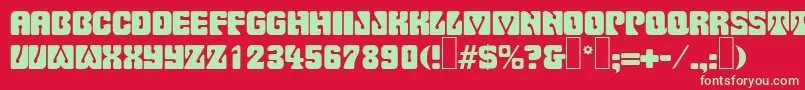 フォントP732DecoRegular – 赤い背景に緑の文字