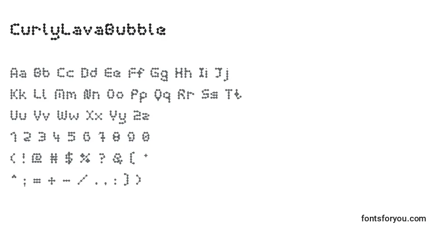 Czcionka CurlyLavaBubble – alfabet, cyfry, specjalne znaki