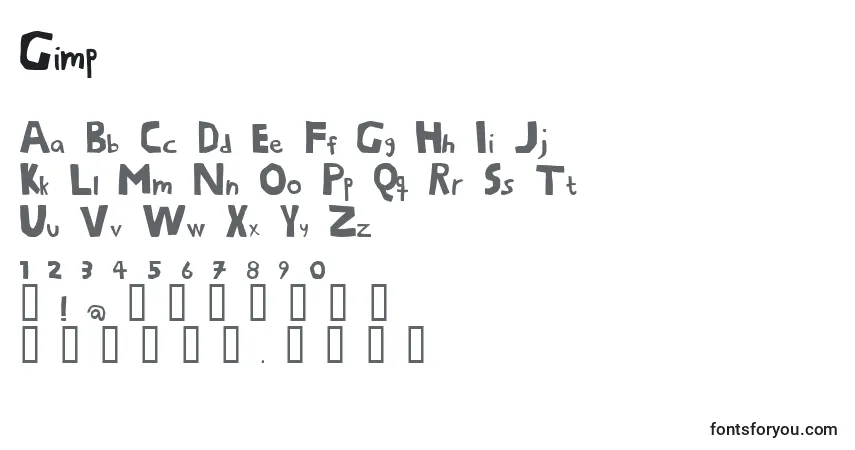 Schriftart Gimp – Alphabet, Zahlen, spezielle Symbole