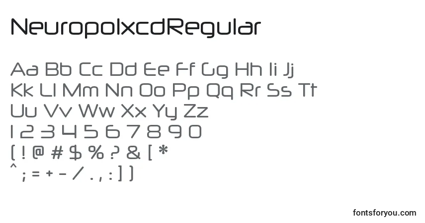 NeuropolxcdRegular-fontti – aakkoset, numerot, erikoismerkit