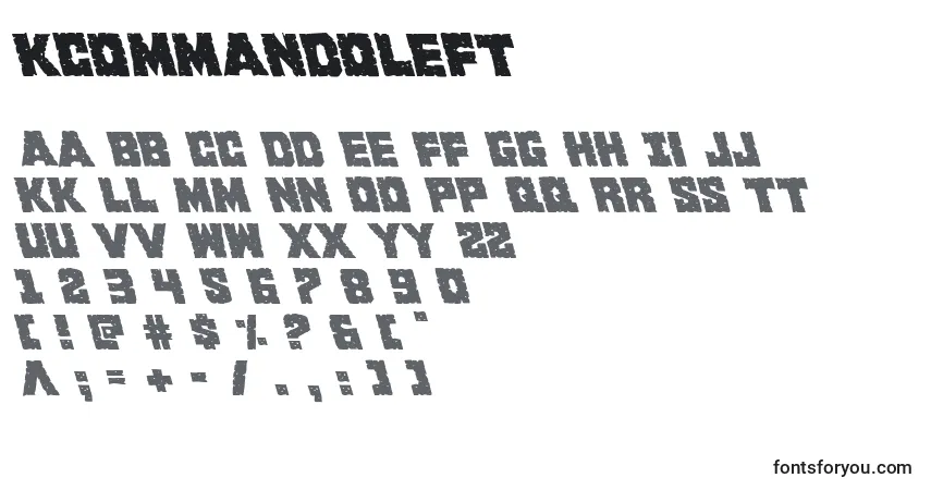 Kcommandoleft-fontti – aakkoset, numerot, erikoismerkit