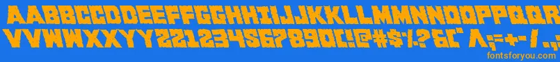 Kcommandoleft Font – Orange Fonts on Blue Background