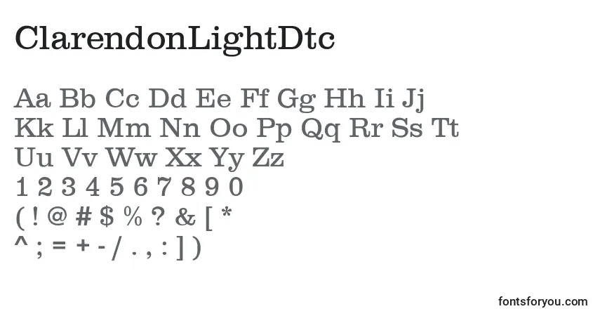 Czcionka ClarendonLightDtc – alfabet, cyfry, specjalne znaki