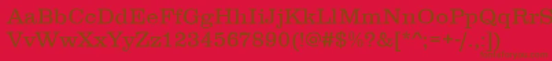 フォントClarendonLightDtc – 赤い背景に茶色の文字