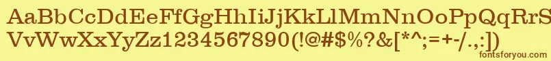 ClarendonLightDtc-fontti – ruskeat fontit keltaisella taustalla