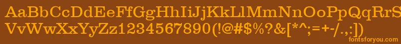 フォントClarendonLightDtc – オレンジ色の文字が茶色の背景にあります。