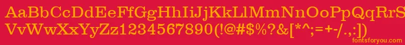 フォントClarendonLightDtc – 赤い背景にオレンジの文字