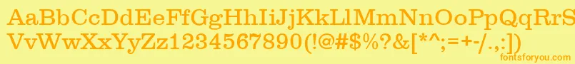 フォントClarendonLightDtc – オレンジの文字が黄色の背景にあります。