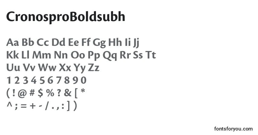 A fonte CronosproBoldsubh – alfabeto, números, caracteres especiais