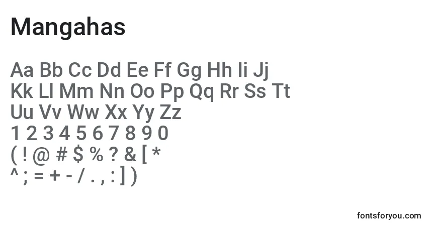 Schriftart Mangahas – Alphabet, Zahlen, spezielle Symbole