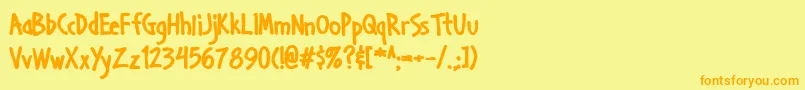 Handab ffy-Schriftart – Orangefarbene Schriften auf gelbem Hintergrund