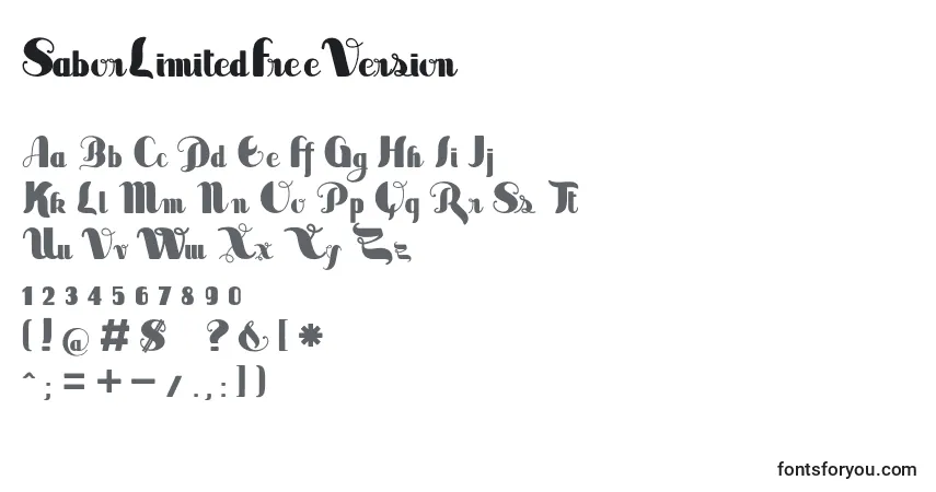A fonte SaborLimitedFreeVersion – alfabeto, números, caracteres especiais