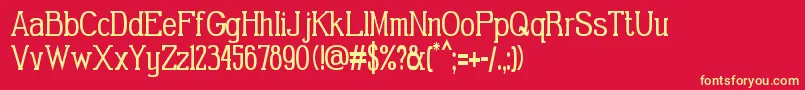 GabrielSerifCondensed-fontti – keltaiset fontit punaisella taustalla