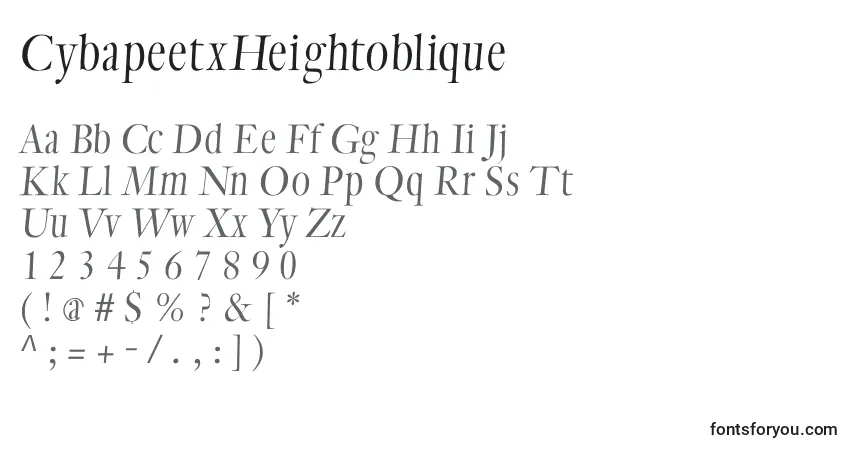 Czcionka CybapeetxHeightoblique – alfabet, cyfry, specjalne znaki