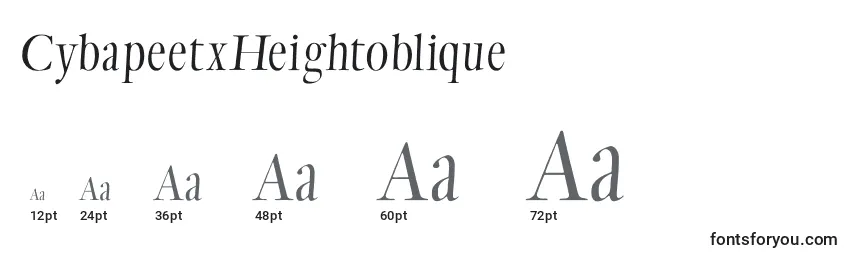 Размеры шрифта CybapeetxHeightoblique
