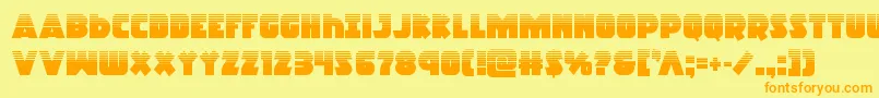 フォントRacketsquadhalf – オレンジの文字が黄色の背景にあります。