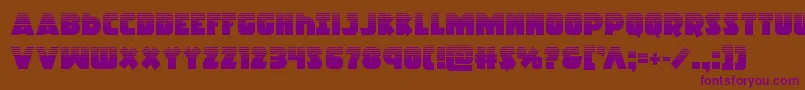 Racketsquadhalf-Schriftart – Violette Schriften auf braunem Hintergrund