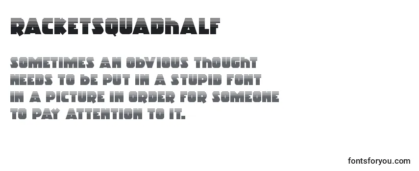 Review of the Racketsquadhalf Font