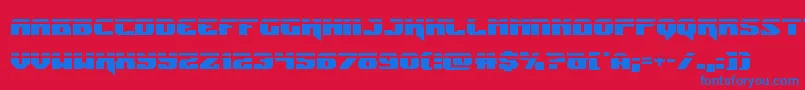 Jumperslaser-Schriftart – Blaue Schriften auf rotem Hintergrund