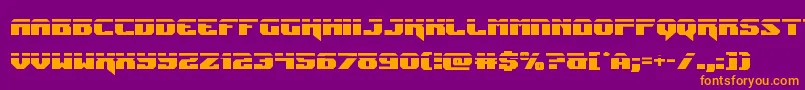 Jumperslaser-Schriftart – Orangefarbene Schriften auf violettem Hintergrund