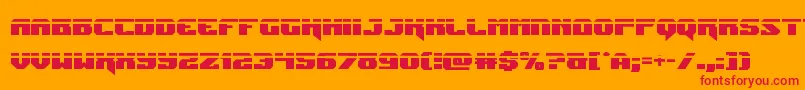 Jumperslaser-Schriftart – Rote Schriften auf orangefarbenem Hintergrund