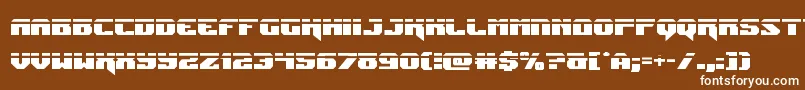 Jumperslaser-Schriftart – Weiße Schriften auf braunem Hintergrund