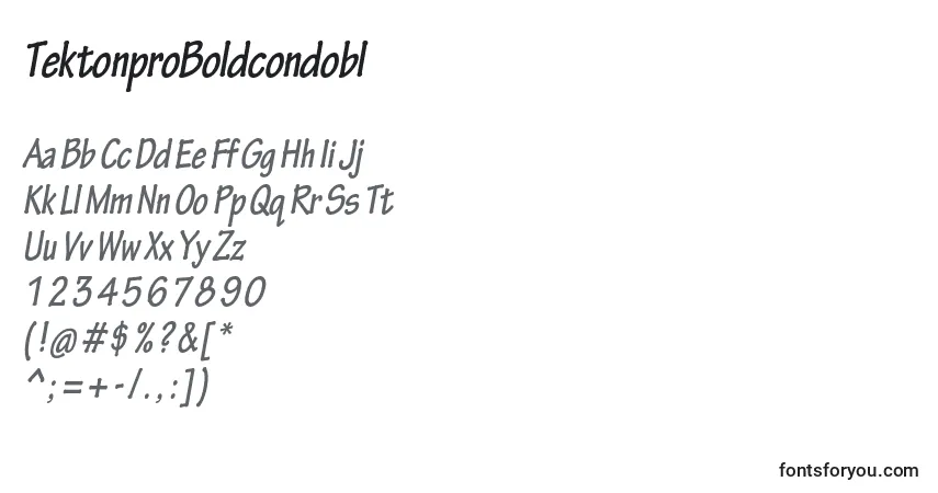 Schriftart TektonproBoldcondobl – Alphabet, Zahlen, spezielle Symbole